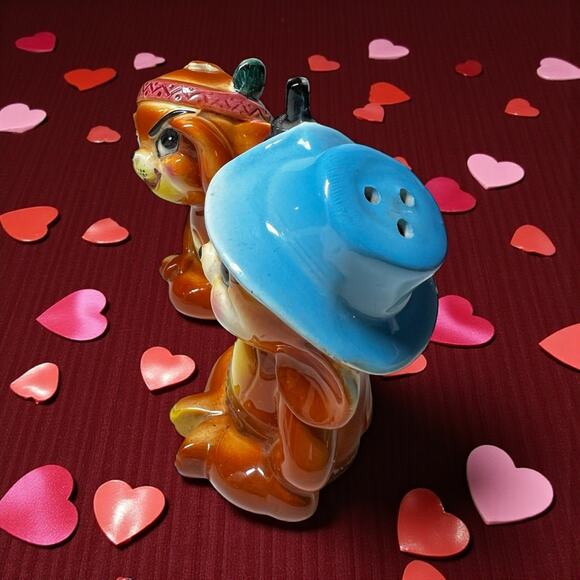 Vintage Tom & Jerry Cowboy Indian Salt Pepper Shakers Ceramic READ